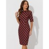 Allegra K Women's Plaid Round Neck Elbow Sleeve Pencil Bodycon Dress - 3 of 4