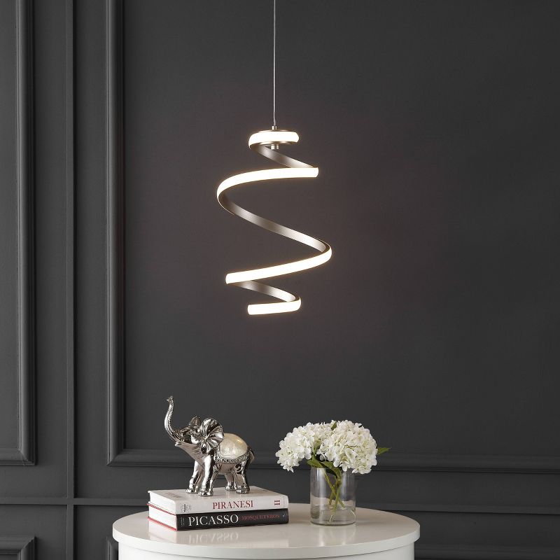 11&#34; Whirl Modern Minimalist Aluminum/Iron Abstract Integrated LED Pendant Silver - JONATHAN Y, 4 of 11