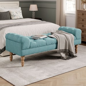 Okak Modern Diamond Button-Tufted Ottoman Bench with Rolled Arms,Upholstered Ottoman Stool for Bedroom,Entryway - 1 of 4