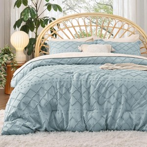 Queen Comforter Set -Bedsure 3Pcs Comforter Bedding Set with Intricate Solid Embroidery - 1 of 4