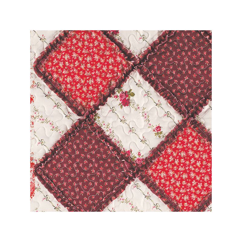 Collections Etc Red Floral and Paisley Patchwork Pillow Sham, 3 of 4