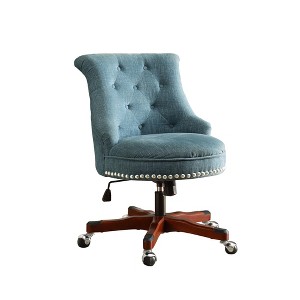 Upholstered Chair in a swivel base Aqua - Linon, Blue