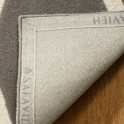 Hand-Tufted Dark Grey and Ivory Wool Area Rug, 5' x 8'