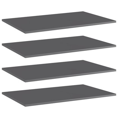 vidaXL Bookshelf Boards 4 pcs High Gloss Gray 31.5 in.x19.7 in.x0.6 in. Engineered Wood