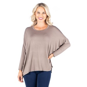 24seven Comfort Apparel Womens Oversized Long Sleeve Dolman Top - 1 of 4