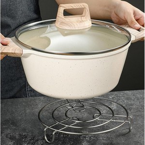 Home Mart Goods 8.3" Long Stainless Steel Round Pot Trivet (Set of 2) - 1 of 4