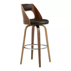 30" Axel Swivel Counter Height Barstool with Faux Leather Walnut Finish Frame - Armen Living