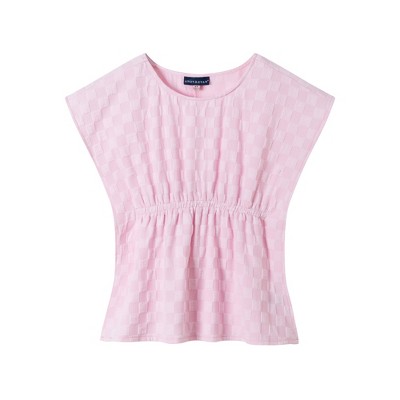 Andy & Evan  Toddler Pink Checker Textured Caftan Cover-Up