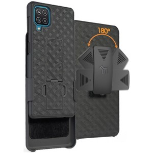 Nakedcellphone Case with Stand and Belt Clip Holster for Samsung Galaxy A12 5G - Black - 1 of 4