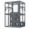 Akoasm 43.3 in. W Outdoor Cat Tree with Double Entrance Door-Gray - 3 of 4