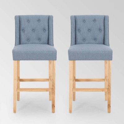 Set of 2 Lansglen Button Tufted Wingback Barstools - Christopher Knight Home