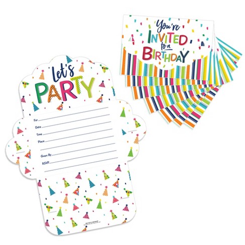 Big Dot Of Happiness Through The Decades - Shaped Fill-in Invitations -  50s, 60s, 70s, 80s, And 90s Party Invitation Cards With Envelopes - Set Of  12 : Target