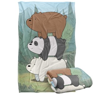 Kids' We Bare Bears Bear Stack Silky Touch Blanket White 36X58 - 1 of 4