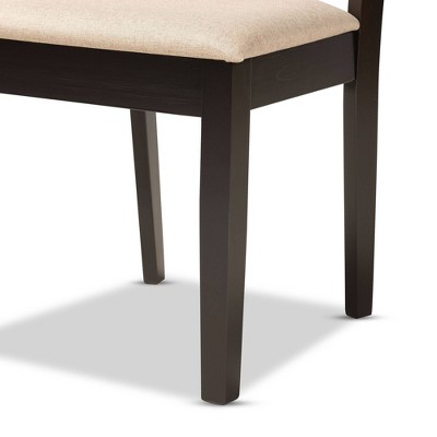Nicolette Sand Fabric and Dark Brown Wood Upholstered Dining Chair