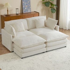 NicBex Couches for Living Room 75.6" Modular Sectional Sofa Modern L-Shape Corduroy Upholstered Sofa Couch with Side Storage Pockets, Beige - 1 of 4