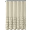 Kate Aurora Boho Chic Matelassé Ruffled Taupe Fabric Shower Curtain - 72 in. Long - 2 of 3