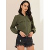 INSPIRE CHIC Women's Stand Collar Zip Up Flap Pocket Bomber Jacket - 2 of 4