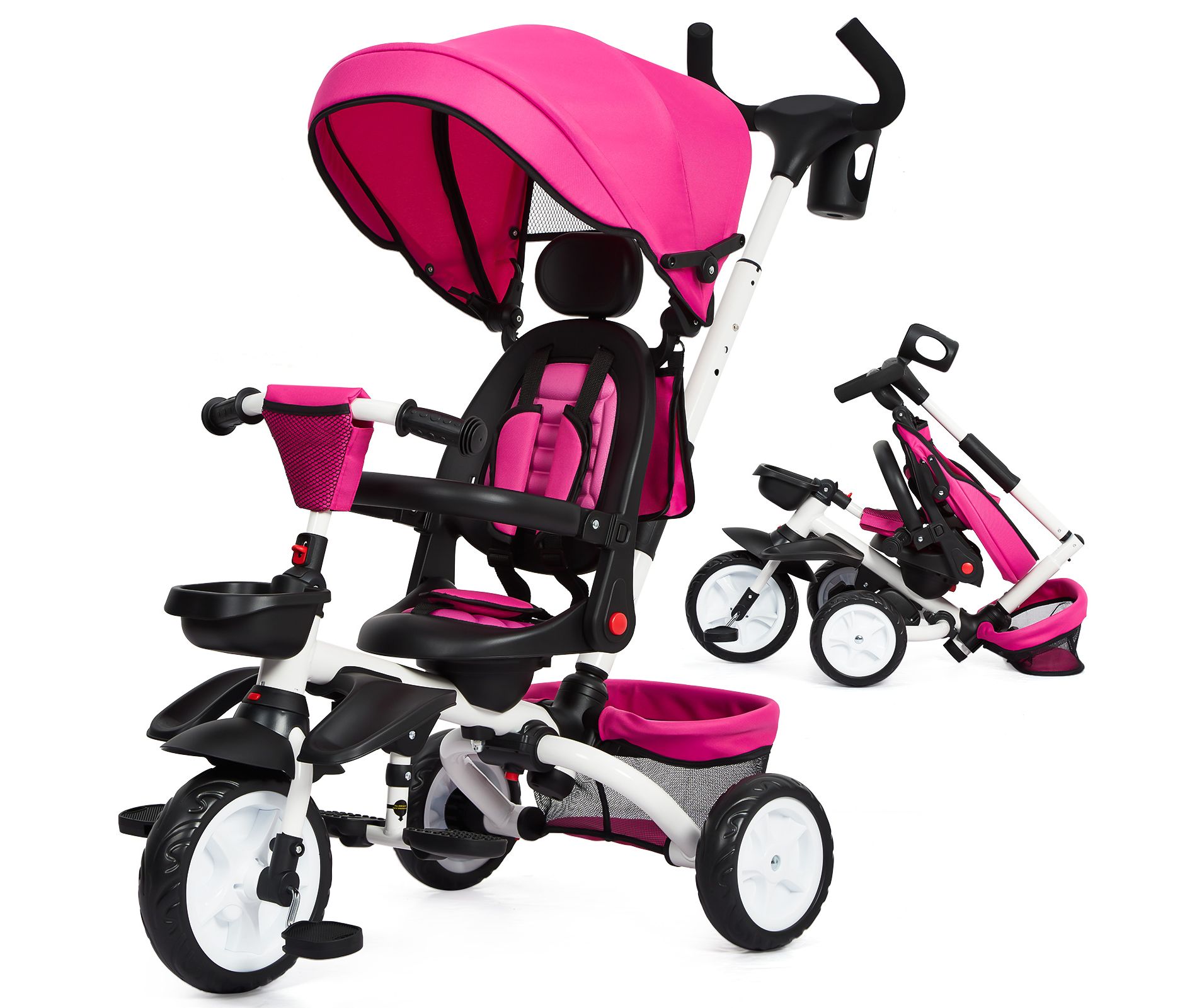 7 in 1 Folding Toddler Bike with Removable Adjustable Push Handle