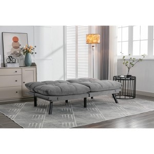 Racxily 2 Seater Light Grey Convertible Folding Sofa Bed - Modern Light Grey Sofa Bed with Warm Soft Cover, Adjustable Armrest/Backrest - 1 of 4