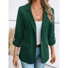 Womens Long Sleeve Button Suit Jacket Fall Casual Business Work Office Blazers Solid Color Shirt Top - 3 of 4