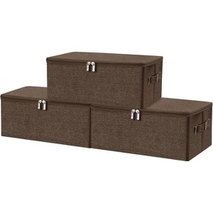 Bekrvio 3pcs Foldable Linen Storage Bins with Zip Lid & Handles
