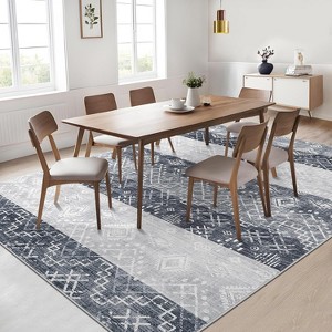 Washable Area Rugs Large Rug with Non-Slip Backing, Geometric Rug Stain-Resistant Accent Carpet Soft Low Pile Carpet for Bedroom - 1 of 4