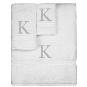 BC BARE COTTON Monogrammed Towel Set, Personalized Gift, Set of 3 - White - Silver Block - 1 of 1