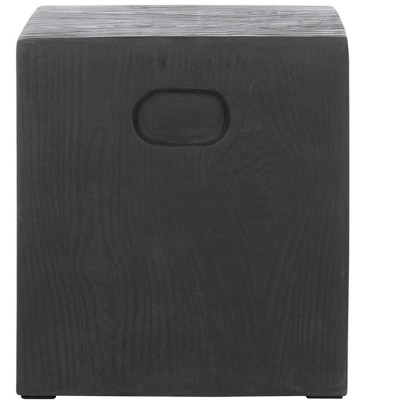 Trunk Indoor/Outdoor Modern Concrete Round Accent Table - Black - Safavieh