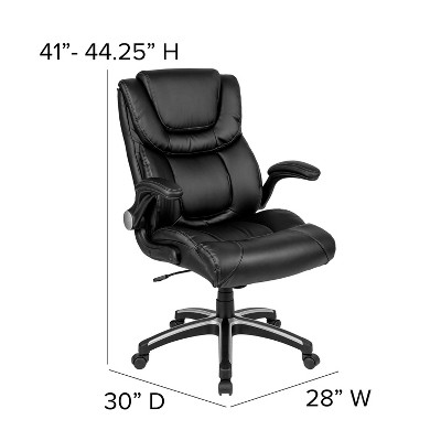 Executive High Back Black LeatherSoft Swivel Office Chair with Lumbar Support