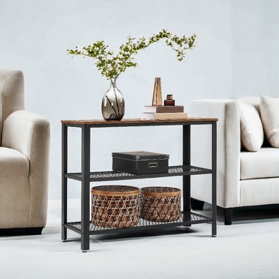 40" Industrial Console Table, 3 Tier Entryway Table With Storage Shelf, Narrow Sofa Table For Living Room, Hallway, Entrance Hall, Corridor, Bedroom