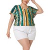 Agnes Orinda Women's Plus Size Cute Short Sleeve V Neck Casual Stripe Blouses - 2 of 4