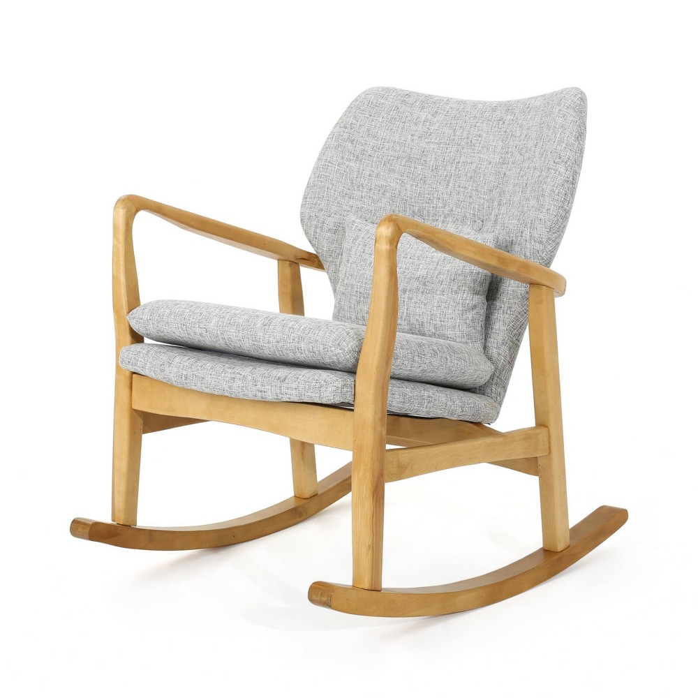 Photos - Rocking Chair Benny Mid Century Modern Fabric  Light Gray - Christopher Kni