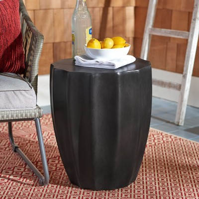 Jaslyn Modern Black Concrete Round Accent Table 21"
