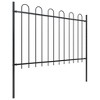 vidaXL Garden Fence with Hoop Top Steel 11.2ft Black - 2 of 4
