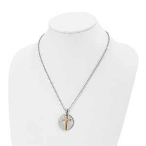Chisel Stainless Steel Brushedand Polished Yellow IP-plated 2 Piece Lords Prayer Cross on a 20" Ball Chain Necklace - 1 of 4