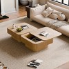 31" Square Coffee Table with Hidden Storage, Wood Veneer Accent Table with Flip‑Top Lid and Slatted Sides for Living Room or Apartment-Koiai - 3 of 4