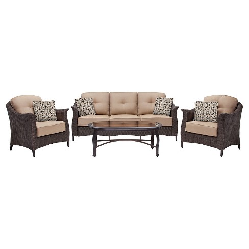 Hanover 4 Piece Outdoor Gramercy Wicker Patio Seating Set Target