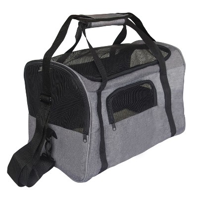 ISFC Airline Approved Shoulder Strap Adjustable Foldable Breathable Mesh Sides Pet Travel Carrier Bag for Cats and Small Dogs, Gray