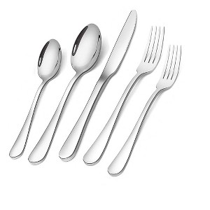 Aoibox 20-Piece Stainless Steel Flatware Set, Service for 4, Includes Dinner Knives,Spoons,Forks,Teaspoons&Salad Forks,Mirror Polished,Dishwasher Safe - 1 of 4