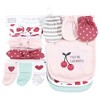 Hudson Baby Infant Girl Caps or Headbands, Bibs, Mittens and Socks 12pc Set, Strawberry, 0-6 Months - 2 of 4