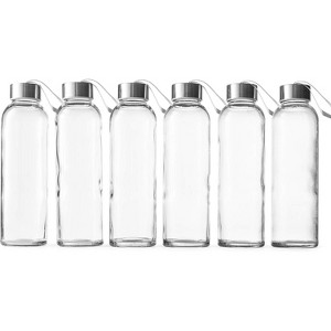 Epica 18oz Glass Bottles with Lids Reusable & Durable Juice and Water Bottles Eco-Friendly 6-Pack with Carrying Loop Caps - 1 of 4