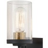 Possini Euro Design Kata Farmhouse Rustic Wall Light Black Faux Wood Hardwire 22" 3-Light Fixture Clear Seeded Cylinder Glass for Bedroom Bathroom - 3 of 4