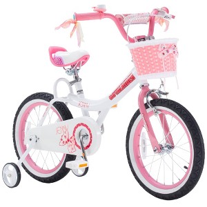 RoyalBaby Princess Girl Children's Bicycle Outdoor Ride-On Bike with Kickstand, Adjustable Seat, and Basket, Jenny/White-Pink - 1 of 4