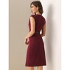 INSPIRE CHIC Women's Elegant Business Round Neck Belted Cap Sleeve Work Sheath Dresses - 3 of 4
