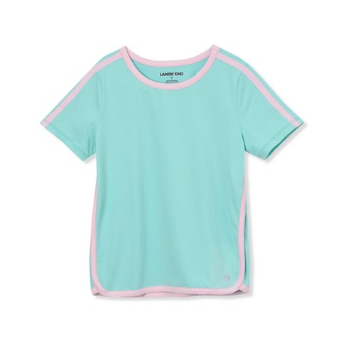 Lands' End Kids Short Sleeve Active Curved Hem Tee - Large - Aruba Blue
