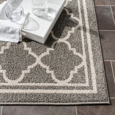 Gray Geometric Synthetic Easy Care Runner Rug 2'3" x 11'