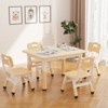 Children's table with 4 chairs, height-adjustable children's seating set for toddlers aged 2 to 10 years, tabletop with graffiti motif, non-slip legs - 3 of 4