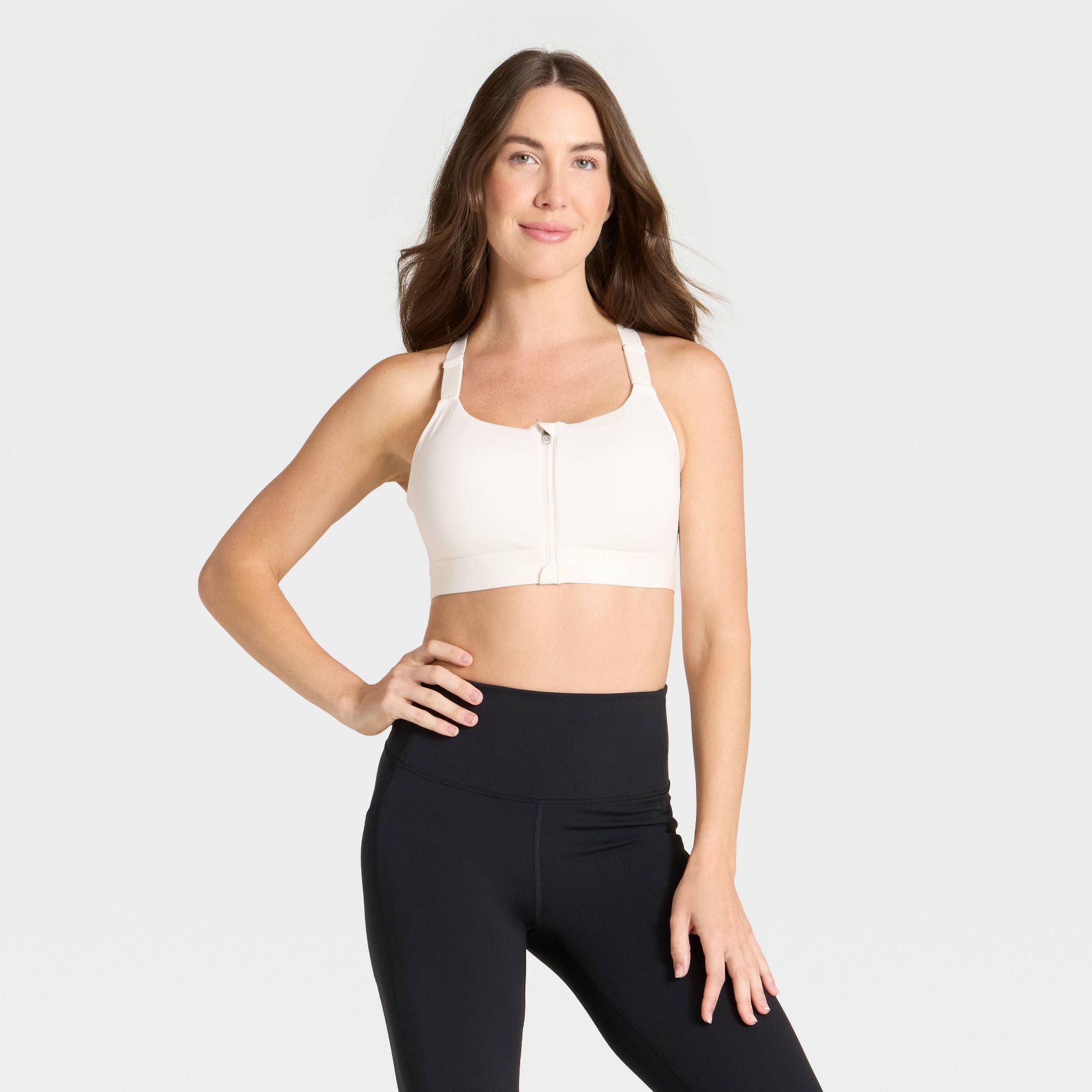 Women's High Support Front Zip Bra - All In Motion™ Cream 34C