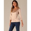 INSPIRE CHIC Women's V Neck 3/4 Sleeve Casual Office Work Satin Blouses - 2 of 4