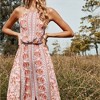 Anna-Kaci Women's Floral Print Maxi Dress with Sleeveless Bodice and Front Slit Detail - 4 of 4